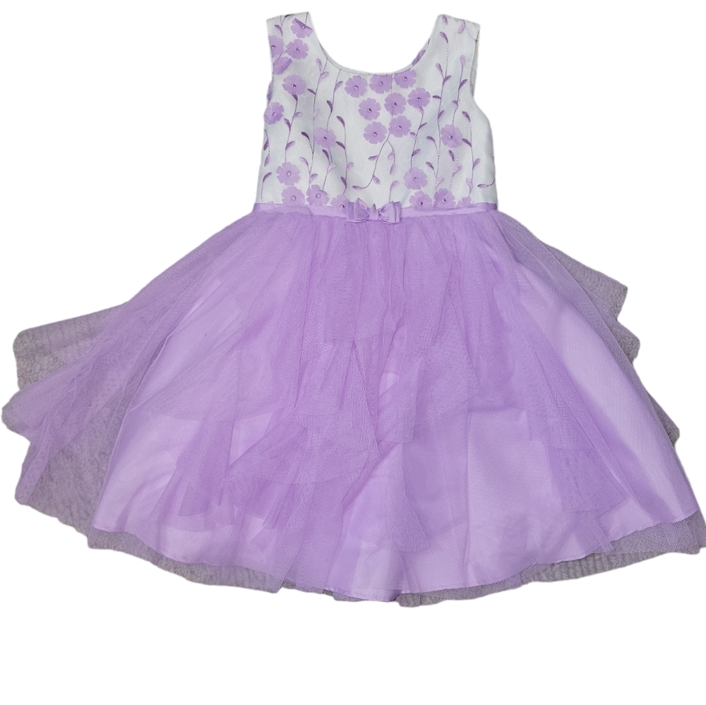 Jona Michelle Floral and Lace Lilac Party Dress,  5T